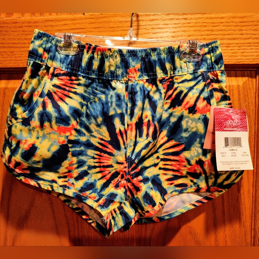 NWT Girls Kanu Surf Vibrant Tie-Dye Board Shorts